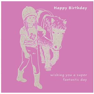 Deckled Edge Colour Block Pony Greetings Card