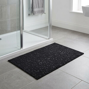 Noir Leopard Print Embossed Bath Mat