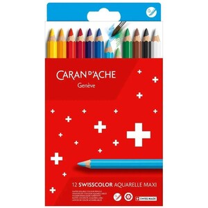Swisscolor 12 Assorted Water-Soluble Colour Pencils Maxi - Chunky Hexagonal Set