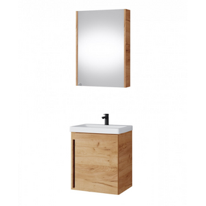 Bathroom Cabinets Set 500mm Vanity Sink Unit with Basin Mirror Wall Storage Gold Craft Oak  Avir