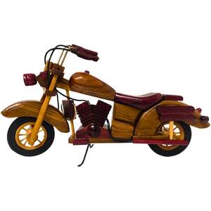 Crimson Cruiser Wooden Motorcycle Model  Handcrafted Collectible 38 cm