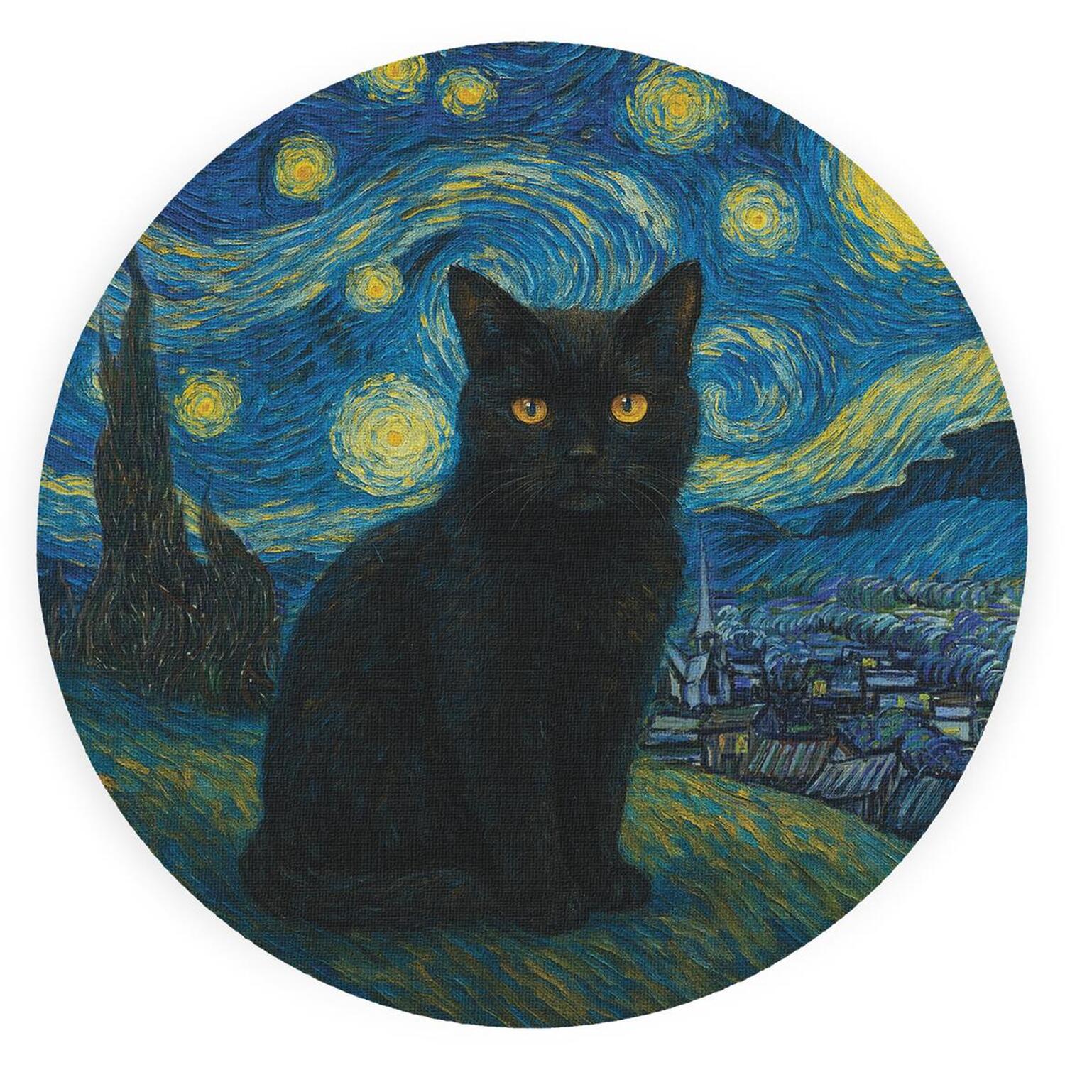 Image of Van Gogh Starry Night Black Cat&hellip;