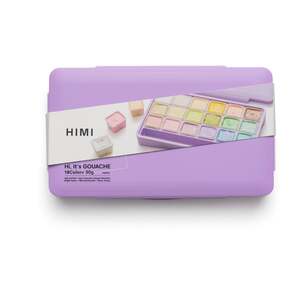 HIMI Jelly Cup Gouache Set 18 Paint Colours, Purple Case, Smooth Rich Colours