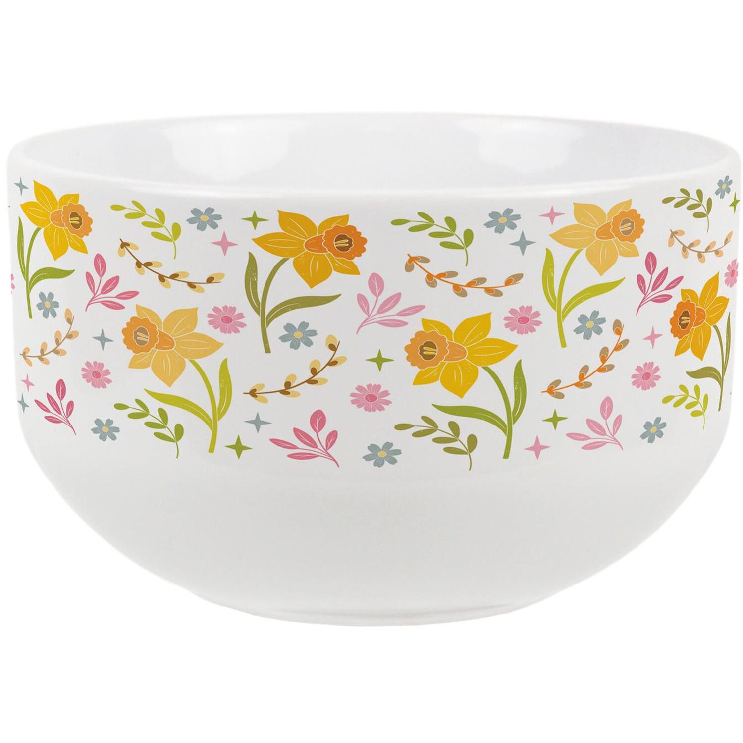 Image of Abstract Daffodils Ceramic Bowl - Yellow&hellip;