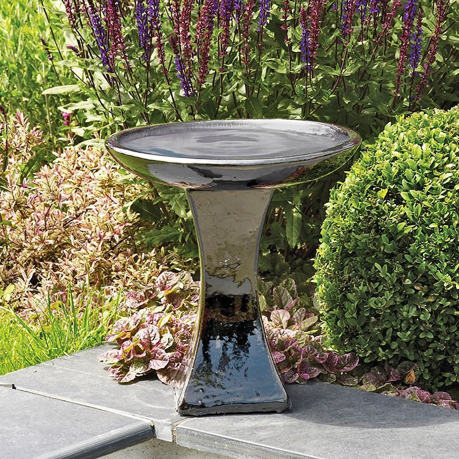 Image of Ceramic Bird Bath and stand Glazed&hellip;