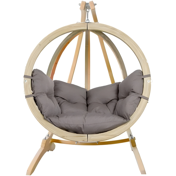 Globo Taupe Single Hanging Egg Chair Set