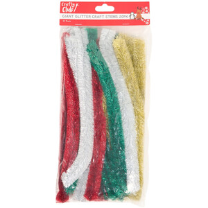 Pack of 20 Giant Glitter Craft Stems