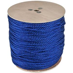 8mm Blue Polypropylene Rope - Strong 3-Strand Twisted Construction (500m)