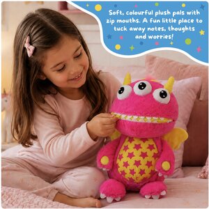 Kids Worry Yummy Jumbo Cuddly Monster Soft Toy Zip Mouth Pocket Comfort Companion Bedtime Gift