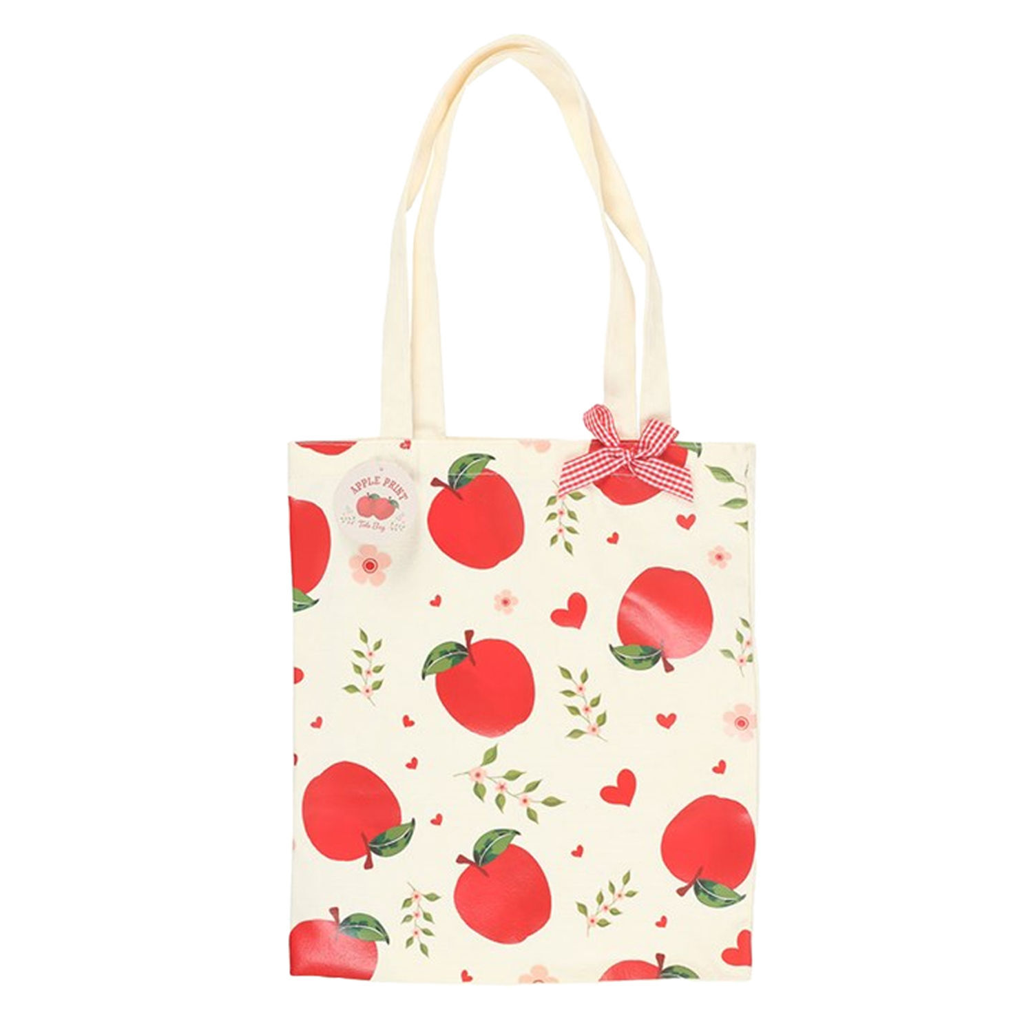 Something Different Apple Polycotton Tote Bag - White/Red