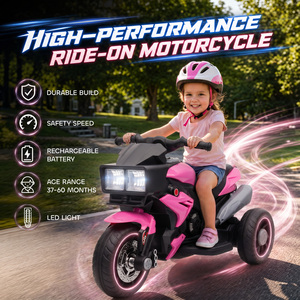 AIYAPLAY 6V Kids Electric Motorcycle Ride-On Toy High-Traction Wheels Pink