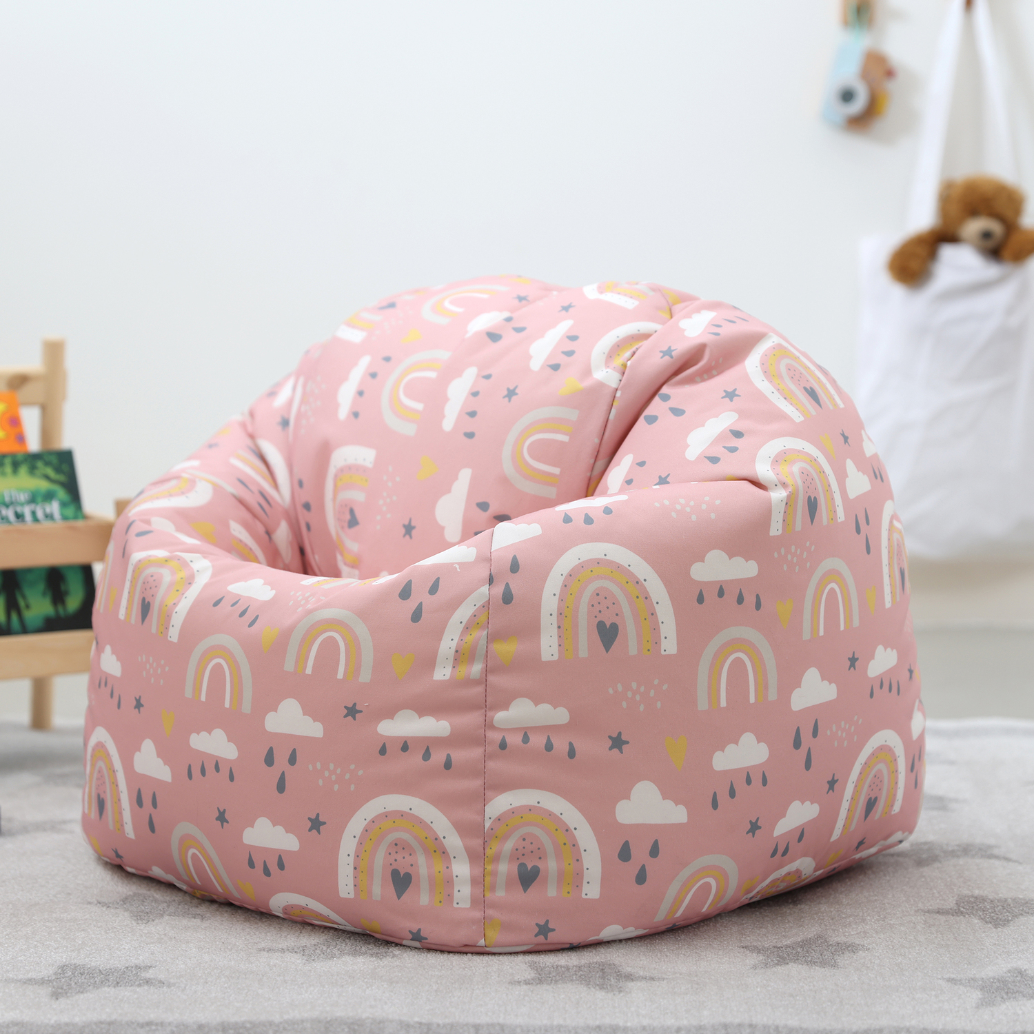 Kids Bean Bag Chair, Childrens Beanbag for Girls and Boys - Rainbow
