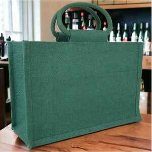 Green Jute Gift Bag with Handles (30x20x10cm high)