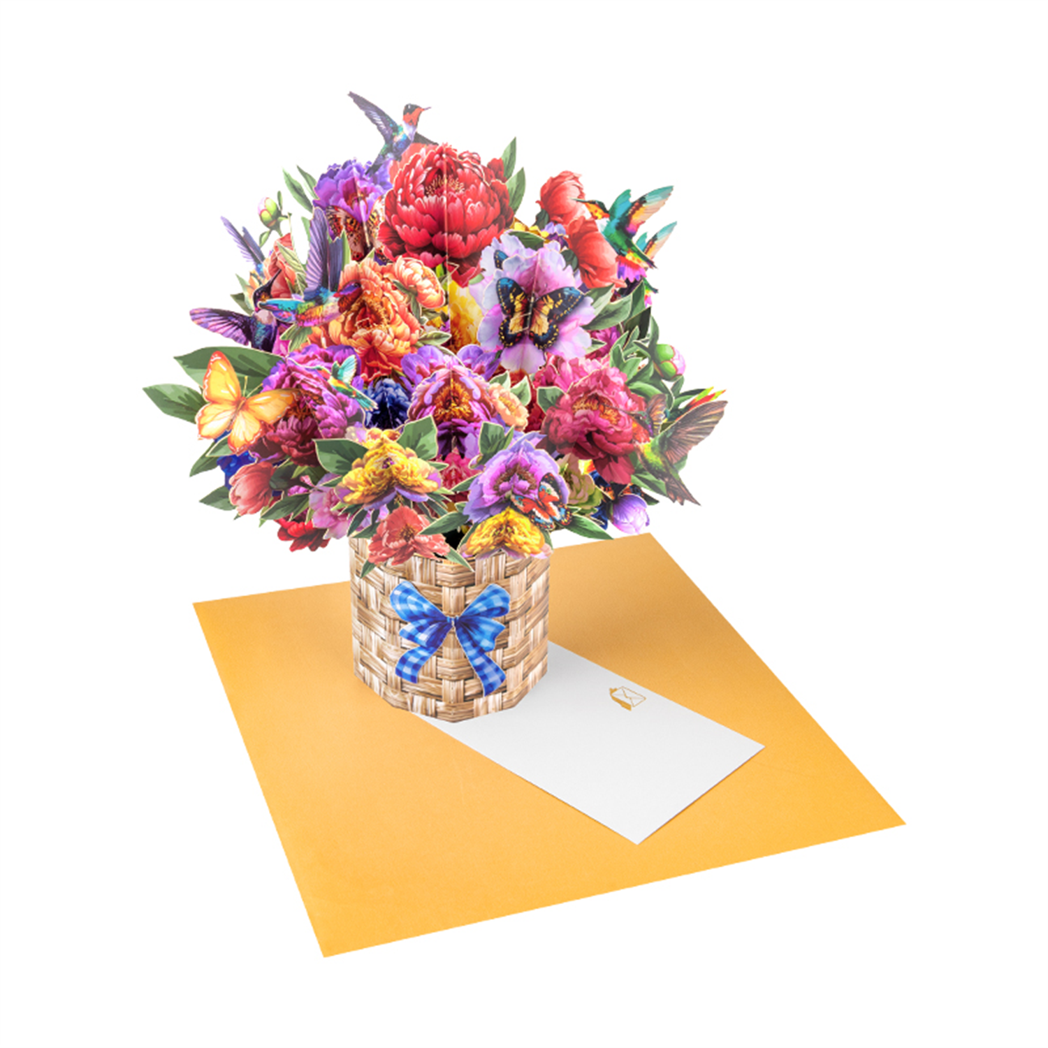  - Hummingbird Haven Basket Of Blooms 3D Pop Up Card - Image 3