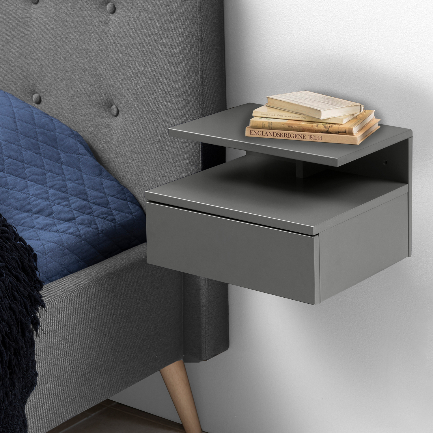 Furniture To Go Ashlan Bedside Table 1 Drawer - Grey