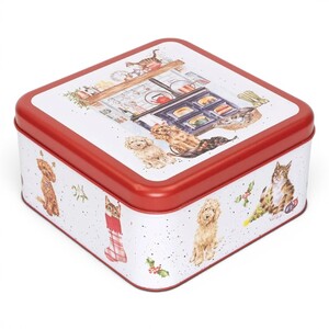 Country Kitchen Dog and Cat Christmas Storage Tin