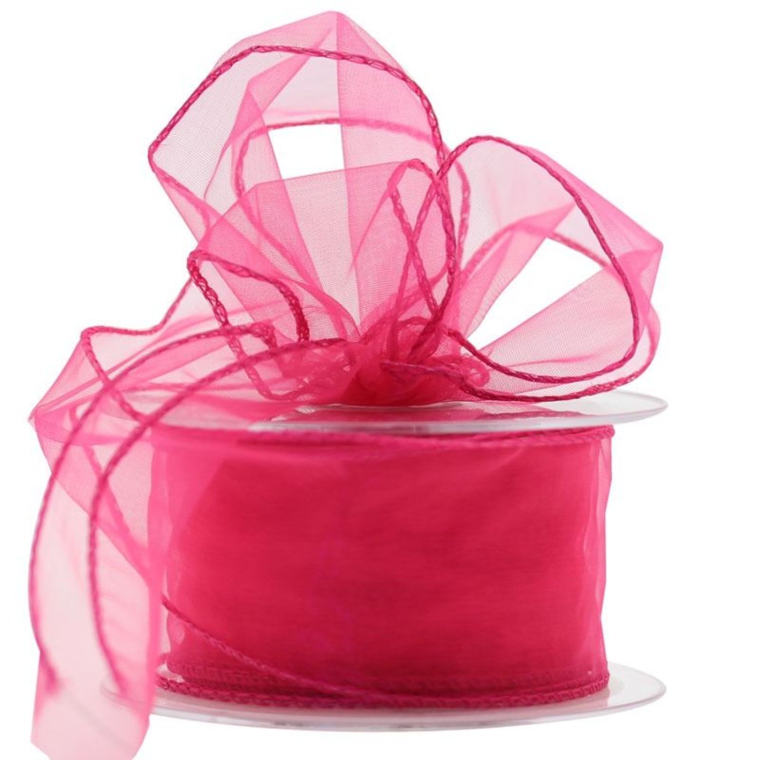  - Shocking Chiffon Ribbon 50mm 2 PackPink Wired Organza - Image 3