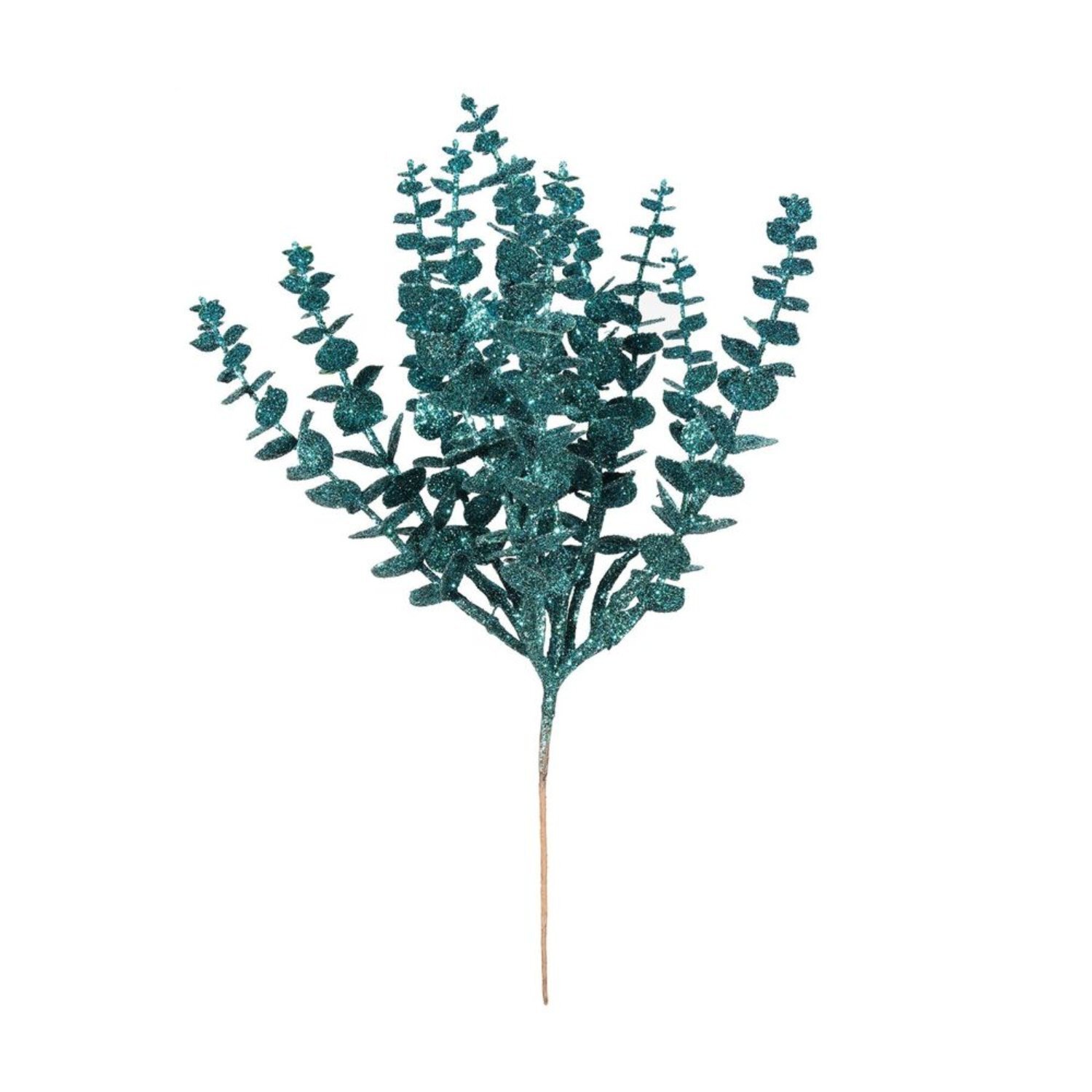 Kdmd Peacock Glitter Eucalyptus Bush 2 Pack - Teal