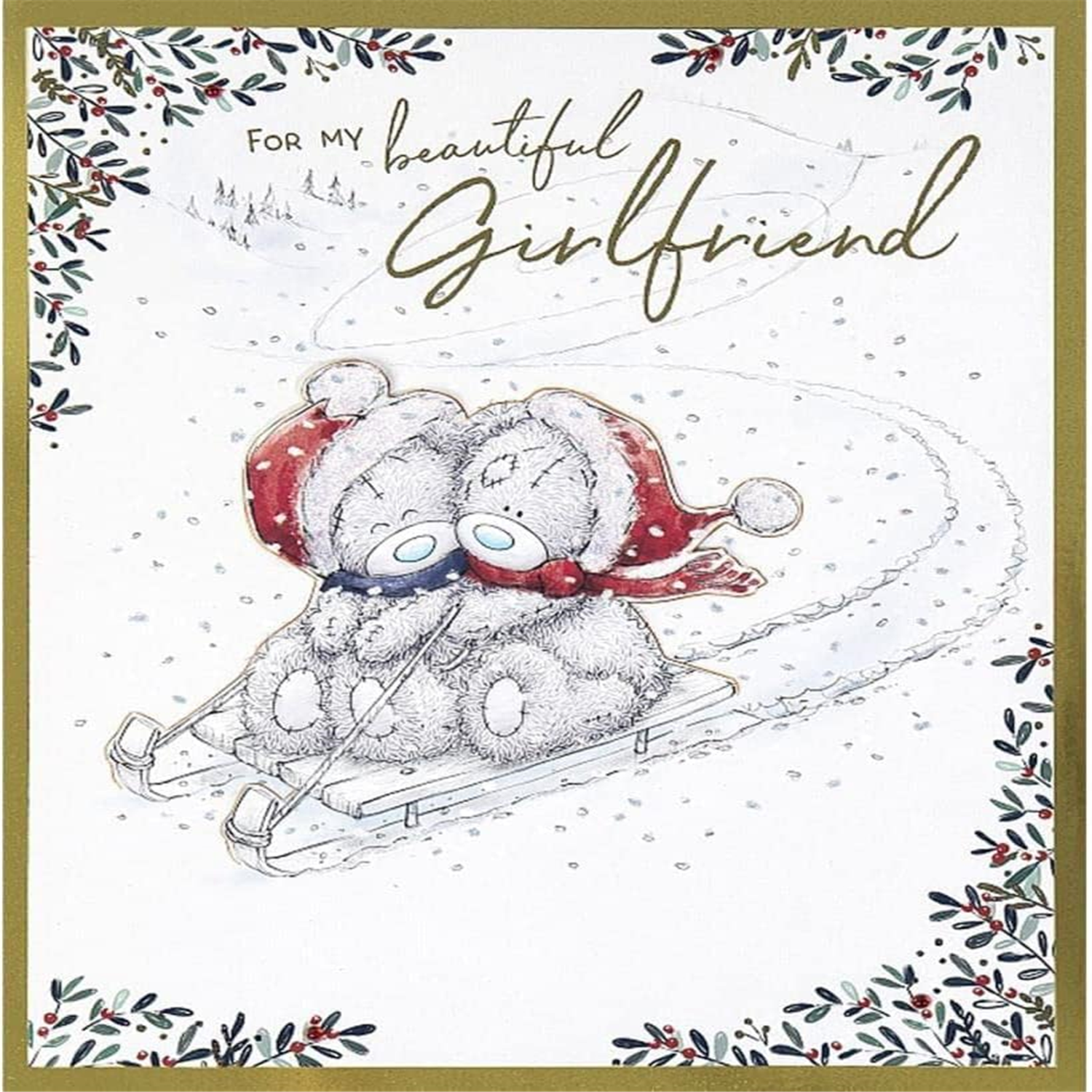 Bears On Sleigh Girlfriend Boxed Christmas Card - Image 3