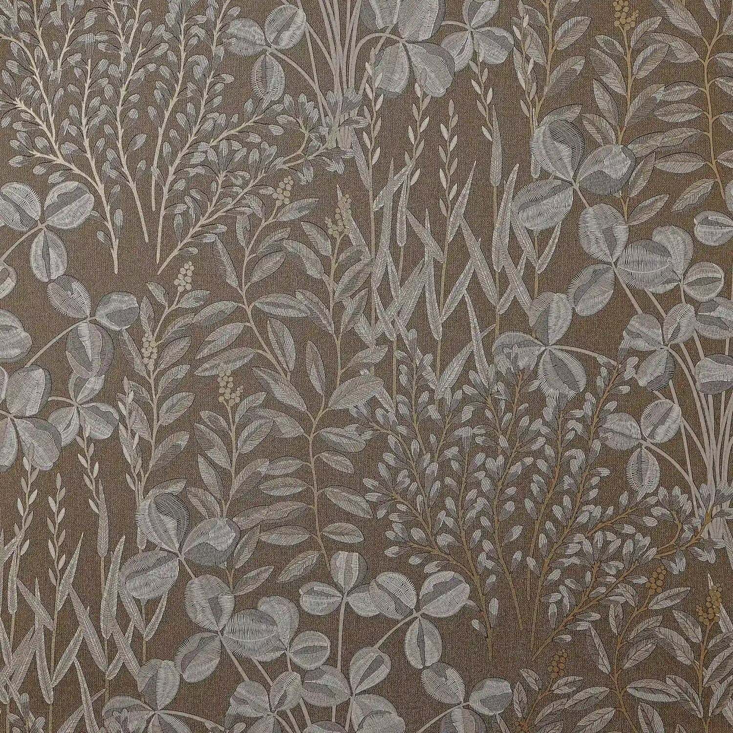 Sample of Woodland Meadow Wallpaper in Cappuccino.