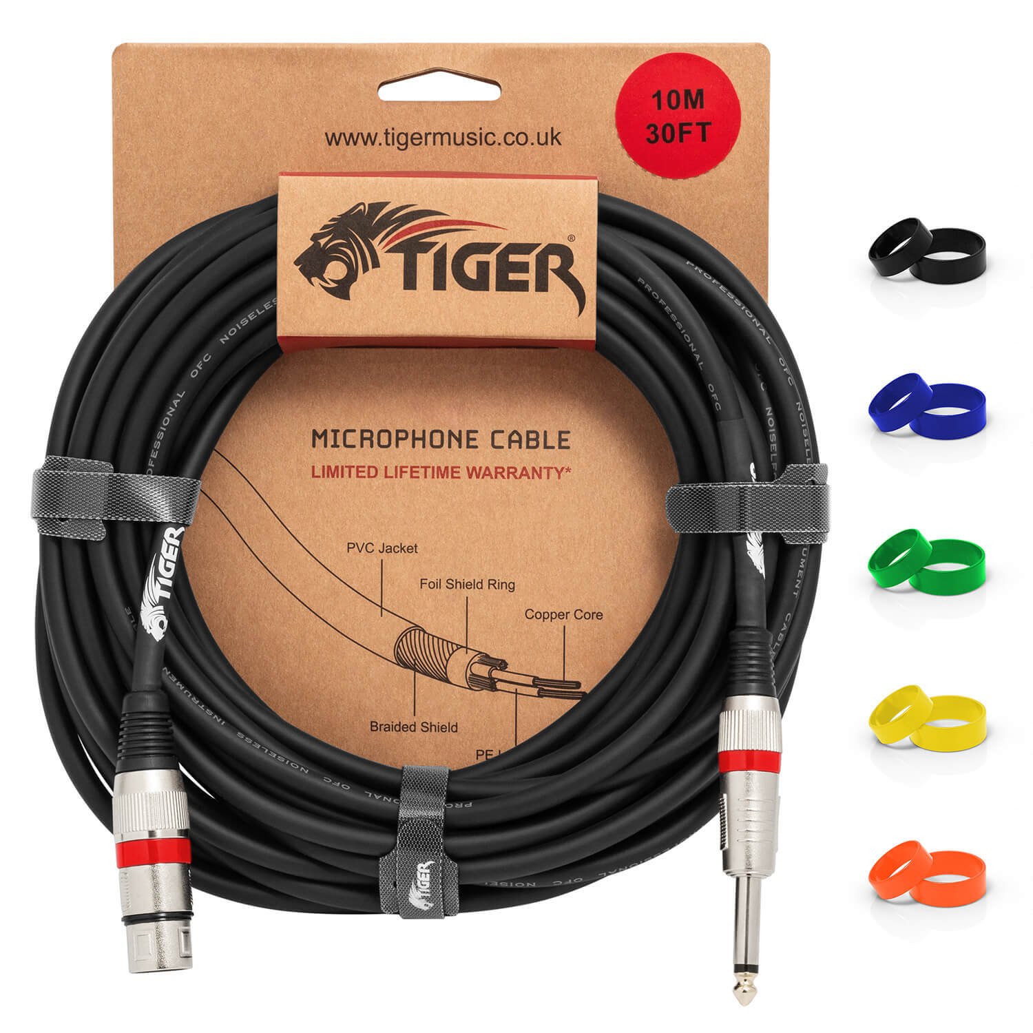 Tiger Music 30 Foot Female Xlr To 1/4 Inch Jack Microphone Instrument Cable - Neutral - Image 2