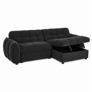 Fenton Black Universal Corner Sofa Bed with Storage Chaise Chenille