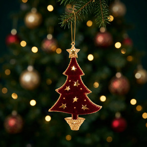 Burgundy and Gold Hanging Tree Decoration