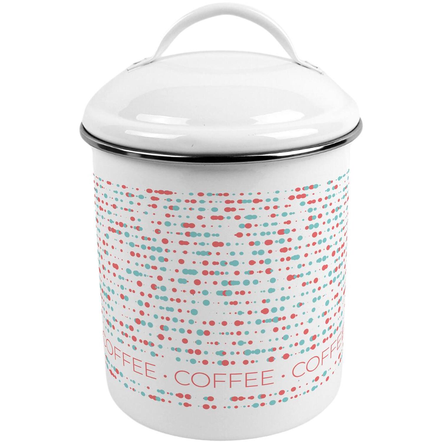 B&Q - Retro Dots Coffee CanisterMetal Kitchen Storage Container - Image 2
