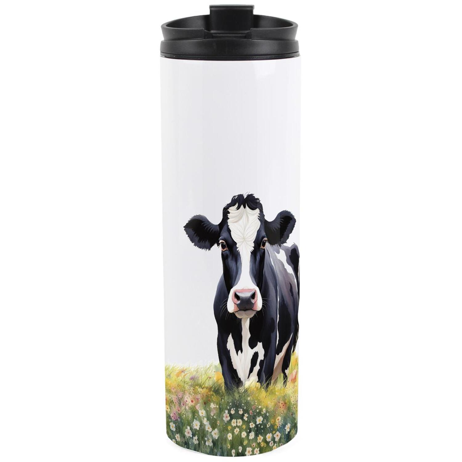 Friesian Cow Travel Mug - Animal Lovers Gift Reusable Stainless Steel Flask - Image 2