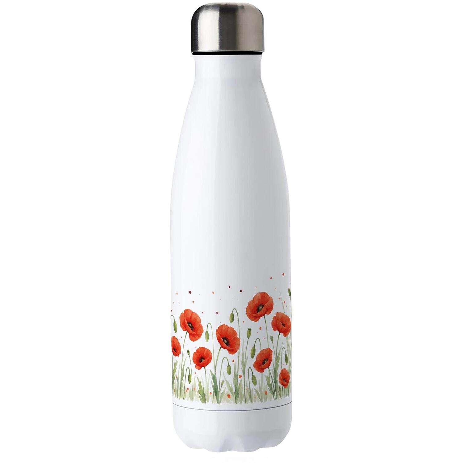 Purely Home Summer Poppies Water Bottle - Reusable Double Walled 500ml Hot/Cold Drinks Outdoor Bottle Floral Gifts - Image 3