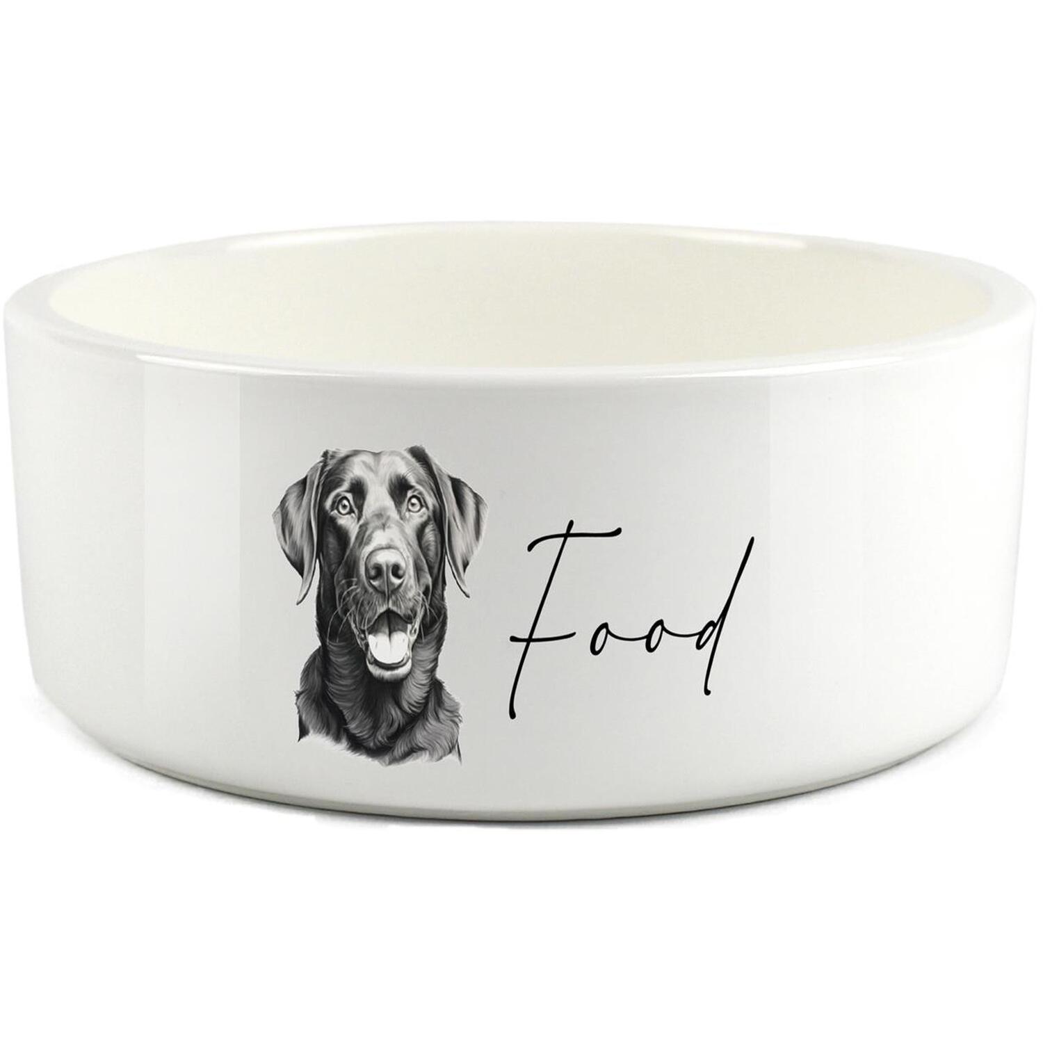 B&Q - Black Sketch Large Ceramic Pet Food BowlBlack Labrador - Image 2
