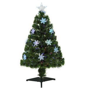 3ft Fibre Optic Christmas Tree, LEDs, Snowflake Ornaments ,Green