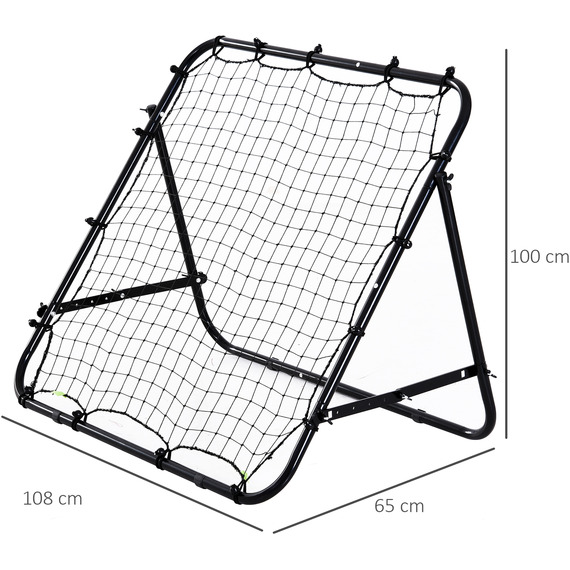 HOMCOM Rebounder Net Teen Adults Football Training Aid Practice Adjustable Black