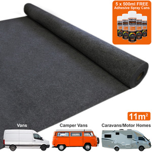 Van Carpet Lining Anthracite Dark Grey and 5 Adhesive Cans