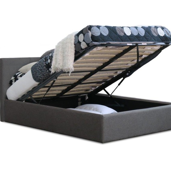 Bilancio Grey Fabric Single Ottoman Storage Bed