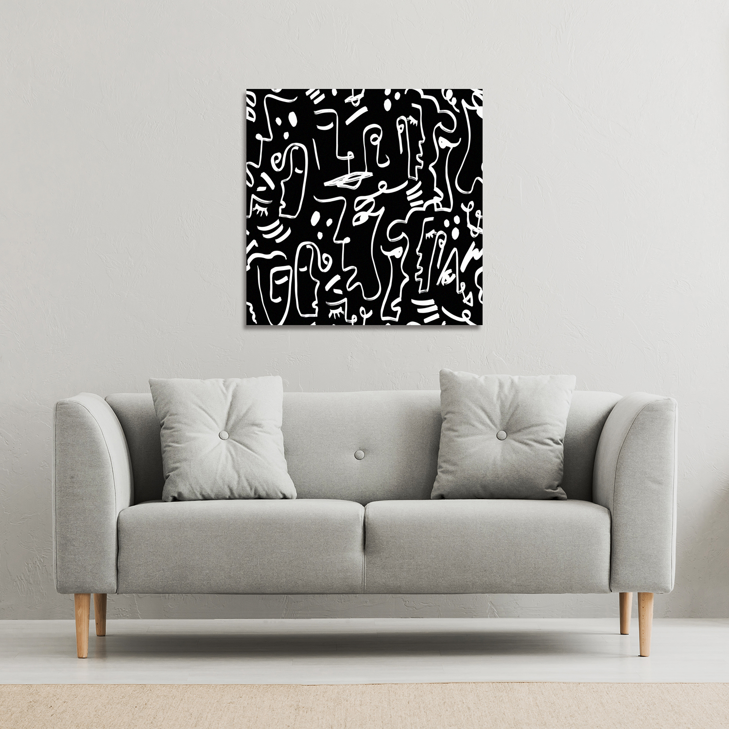 Geometric Shapes Repeating Canvas Print - Black / 46cm