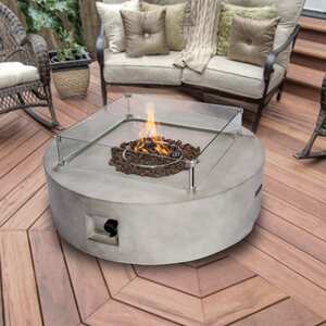 Teamson Home Outdoor Garden XL Gas Fire Pit Table Heater with Lava Rocks, Cover