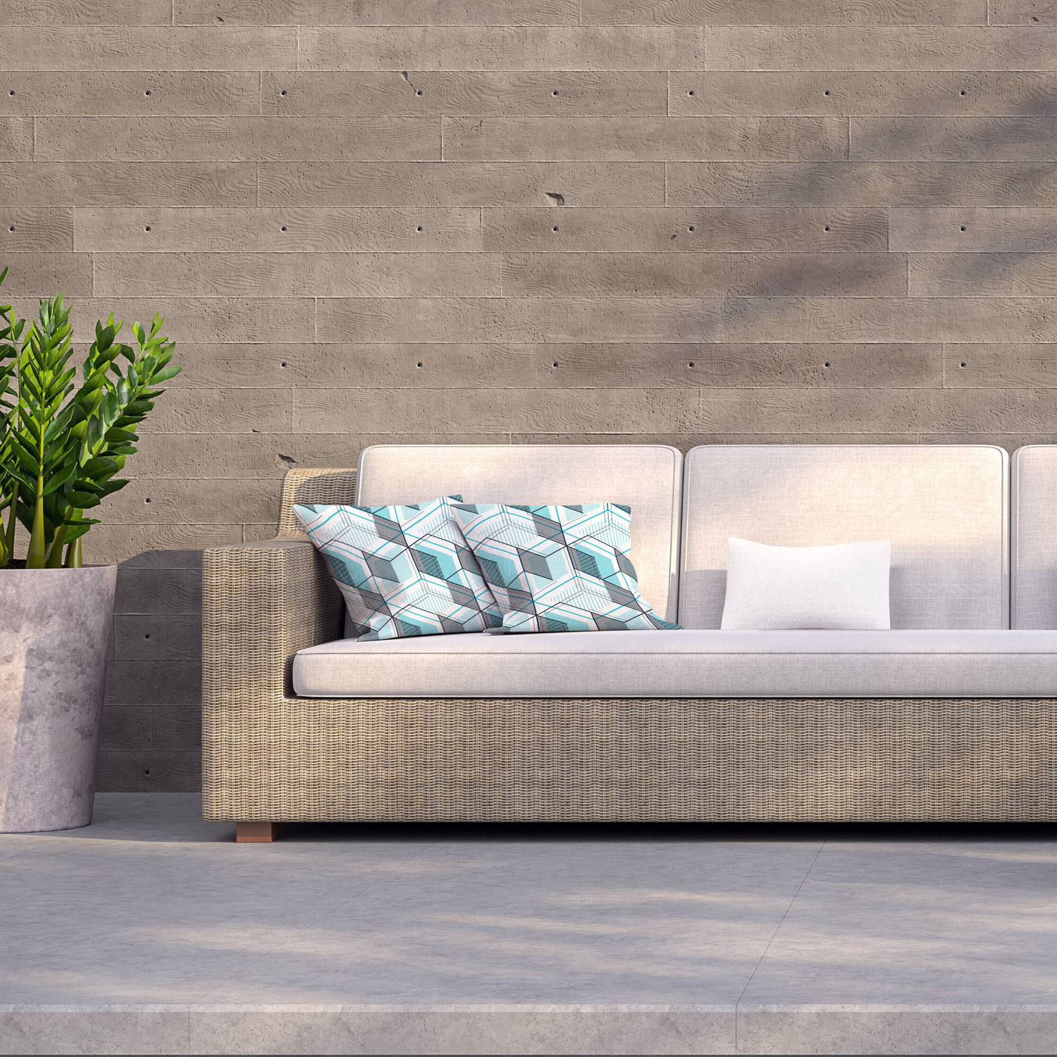 Blue Geometric Hexagons Outdoor Cushion - Blue / 60cm