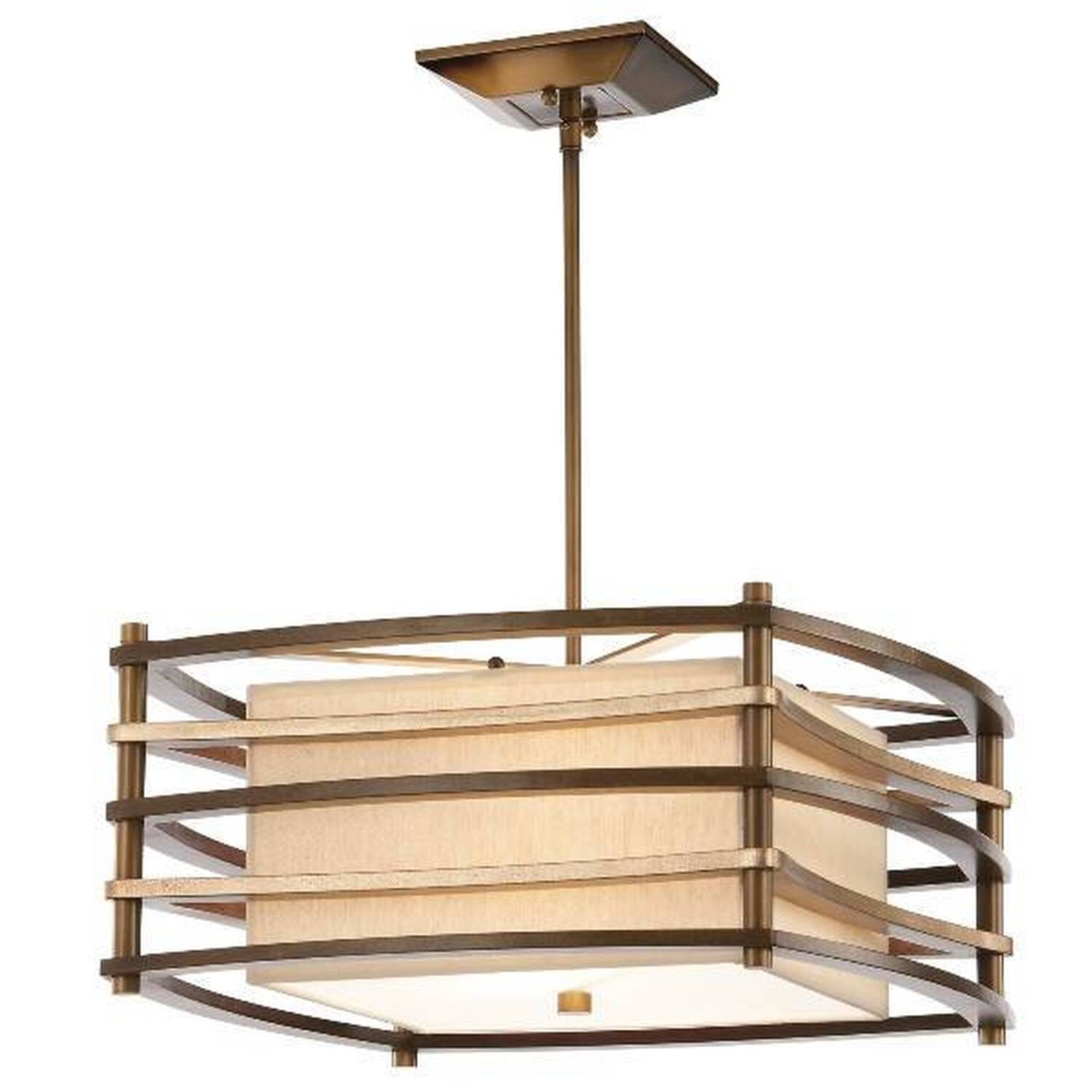 Moxie 2 Light  Small Ceiling Pendant Bar Bronze, Beige, E27 - Bronze