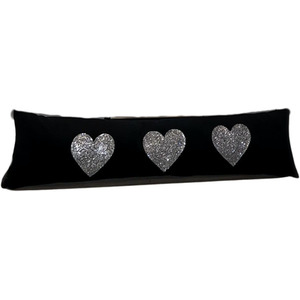 Plush Black Love Heart Glitter Draught Excluder
