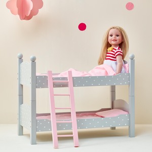 Wooden Doll Bunk Bed for 18 inch Dolls, Grey