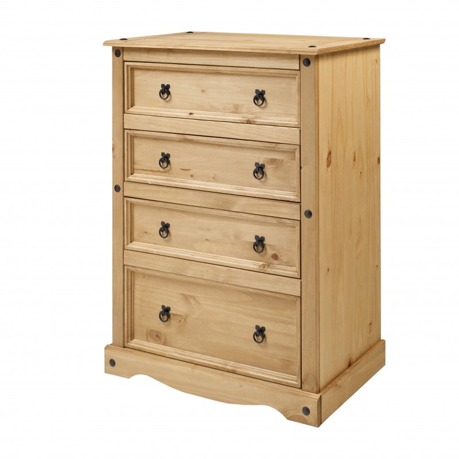 Corona Compact 4 Drawer Chest Of Drawers Solid Wood Pine Wooden Bedroom - Antique Wax