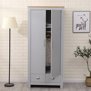 HMD 2 Doors Wardrobe with Hanging Rail Chest Clothes Storage Unit for Bedroom