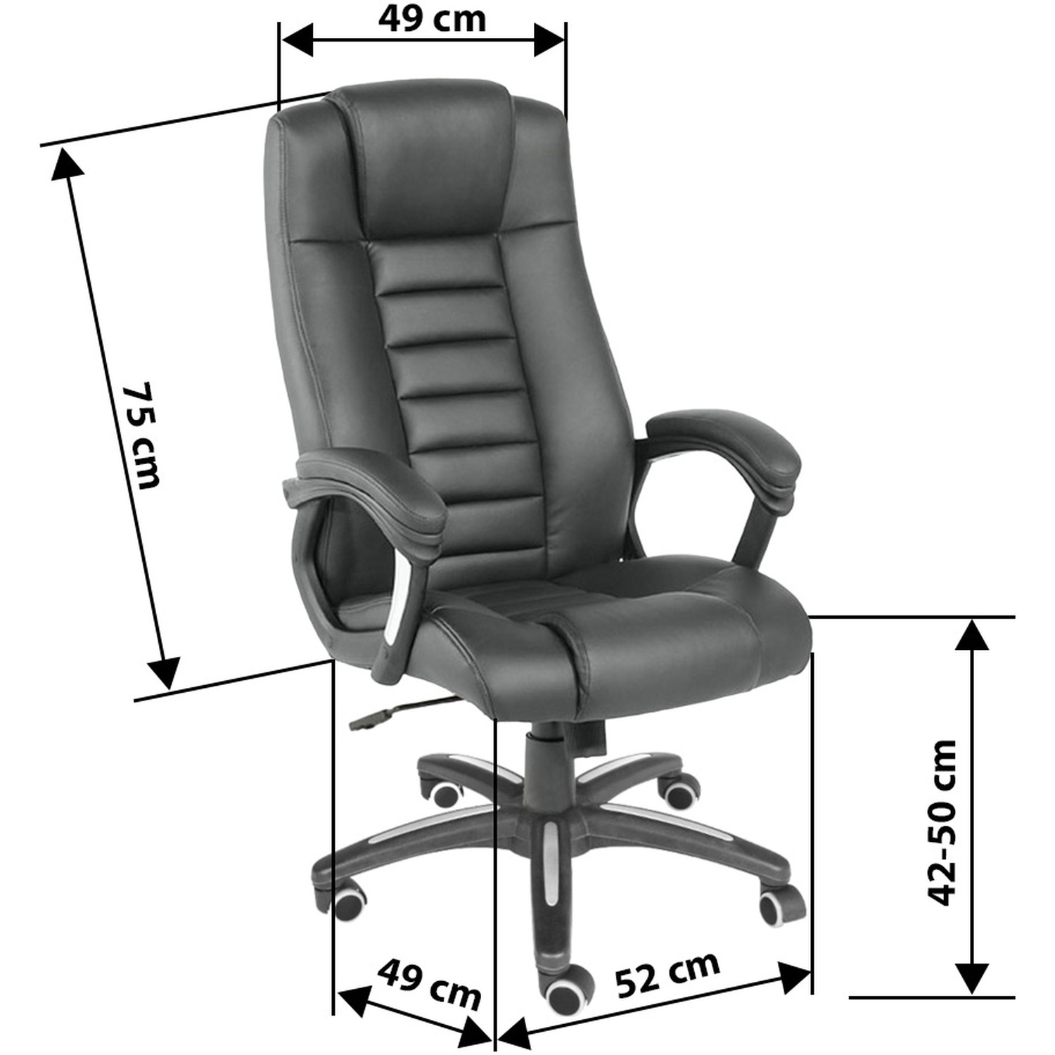 Luxury Office Chair Made Of Artificial Leather - Black