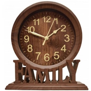 Table Clock Vintage Family Non Ticking Desk Clock Retro Mantel Clocks Dark Brown