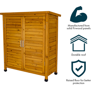 Dark Brown Wooden Garden Storage Tool Shed with Internal Shelves Fir Wood Louvre Door shot 3860175