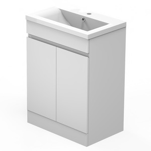 Bathroom Vanity Unit with Basin, Two Doors, Floor Standing Matt White