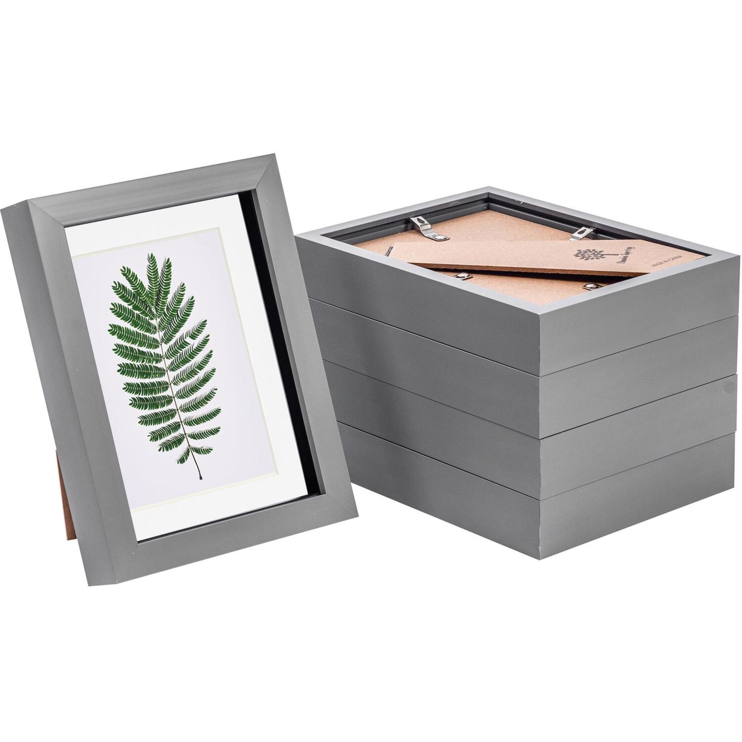 3D Box Photo Frame - 5 x 7" with 4x6" Mount - Pack of 5 - Grey