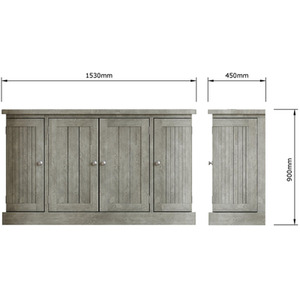 Lime Washed Pine Curved 4 Door Sideboard