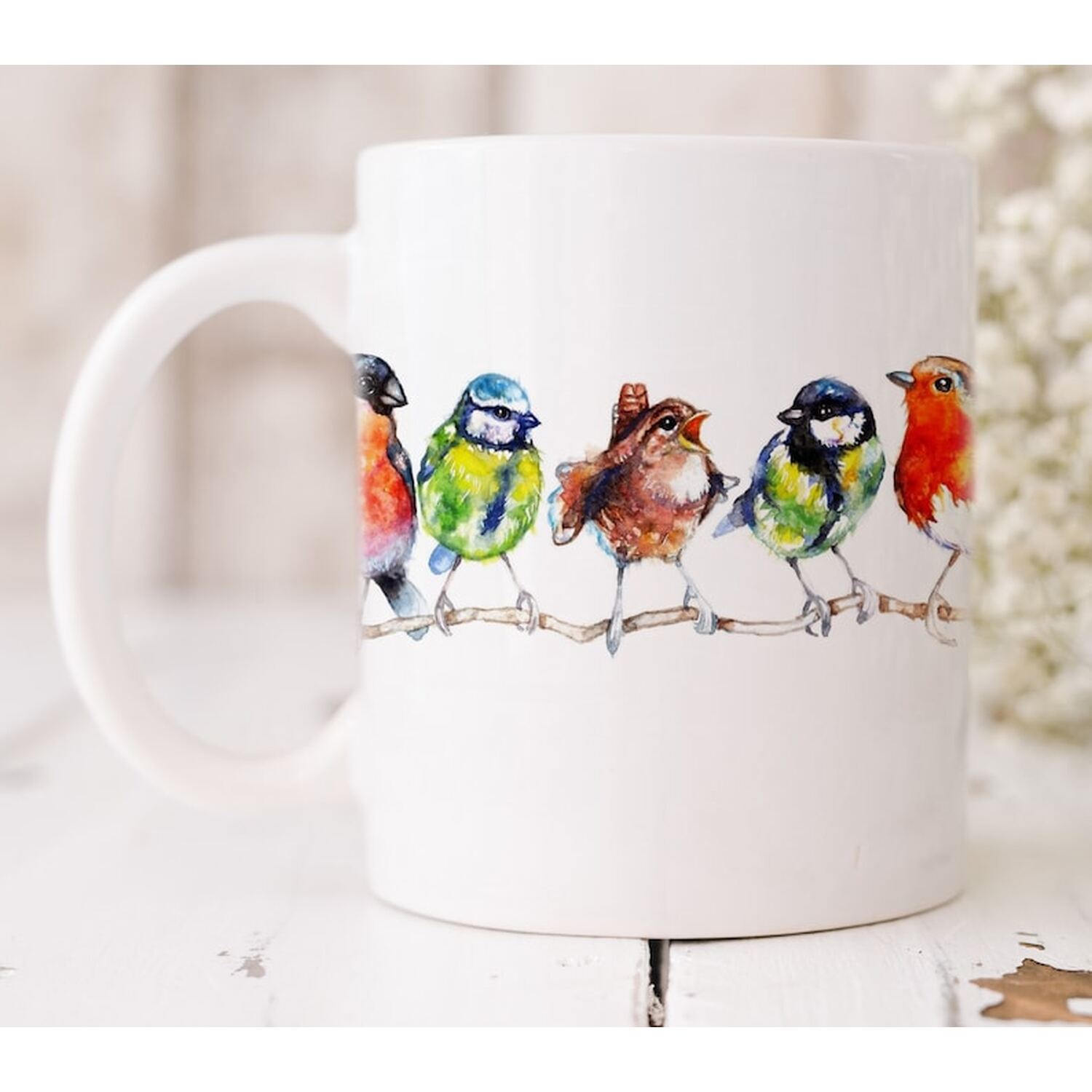 Image of Birds Watercolour Art Mug - Red